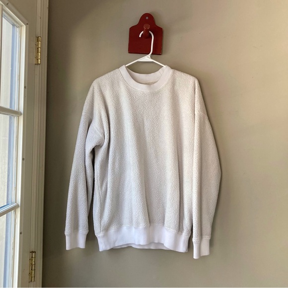 Aerie White Sherpa Oversized Sweatshirt M - Picture 2 of 5